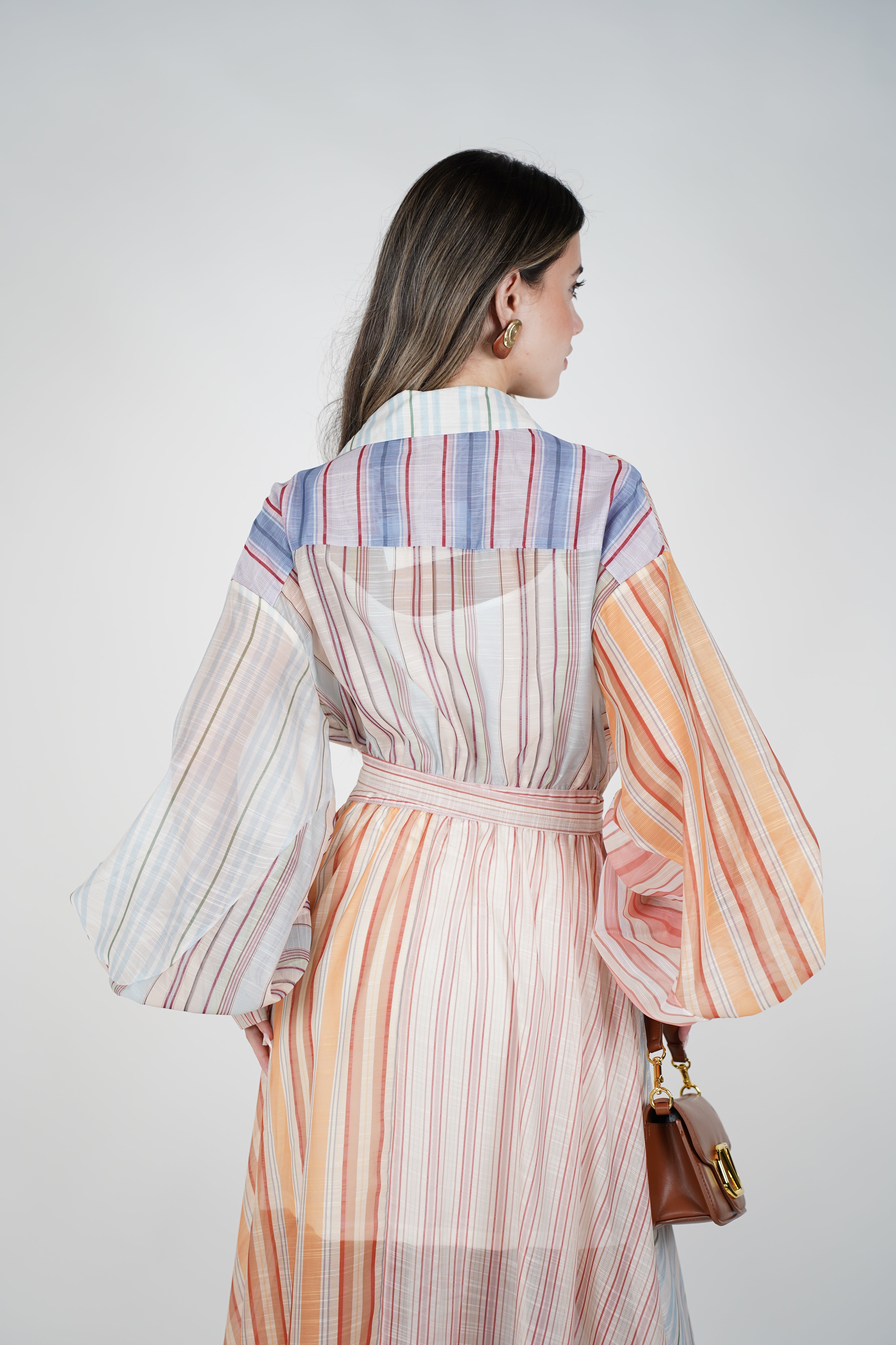 Havyn Striped Maxi Dress – Multicolor Button-Down Belted Dress