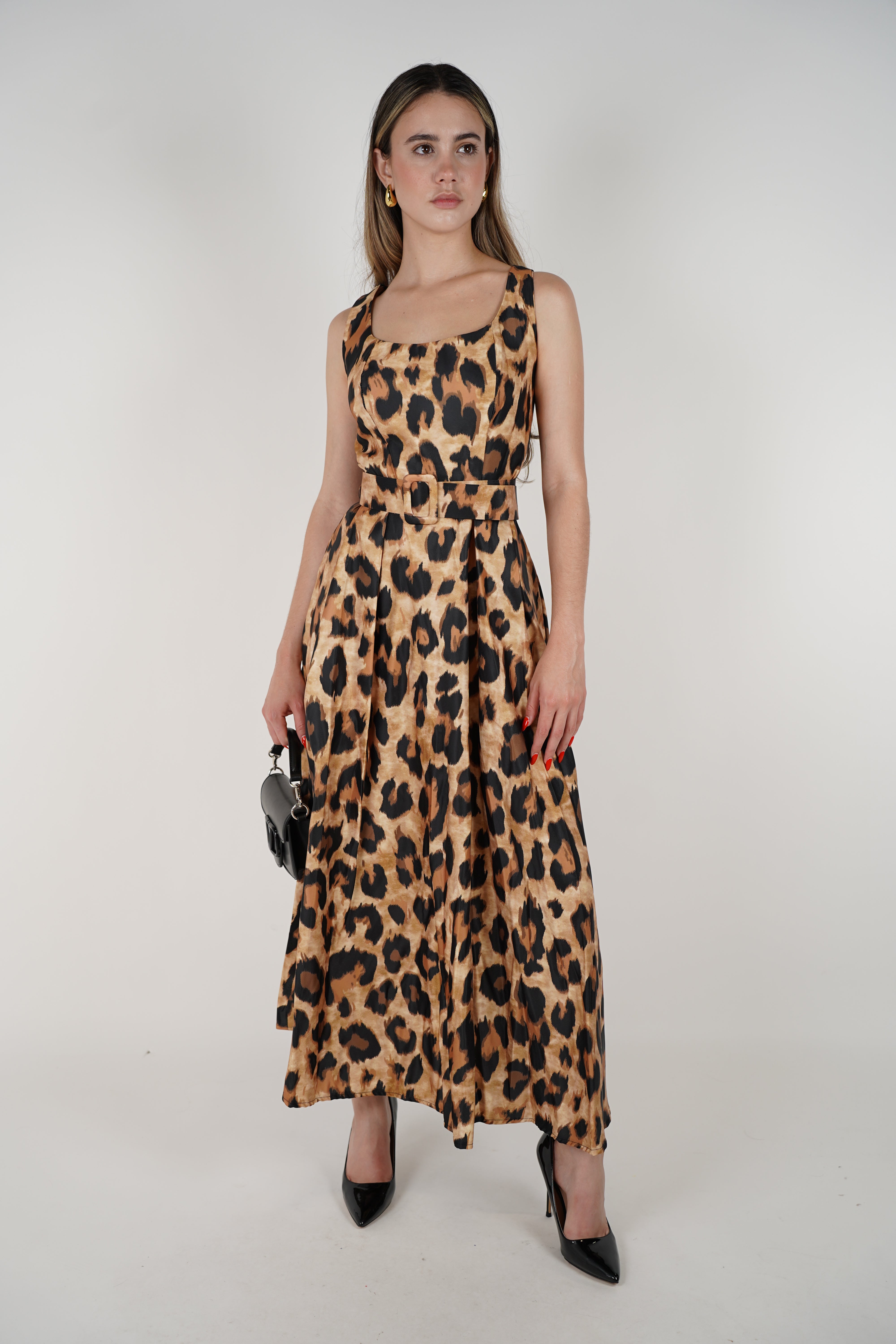 Lola Dress – Fierce Elegance in a Satin Leopard Print