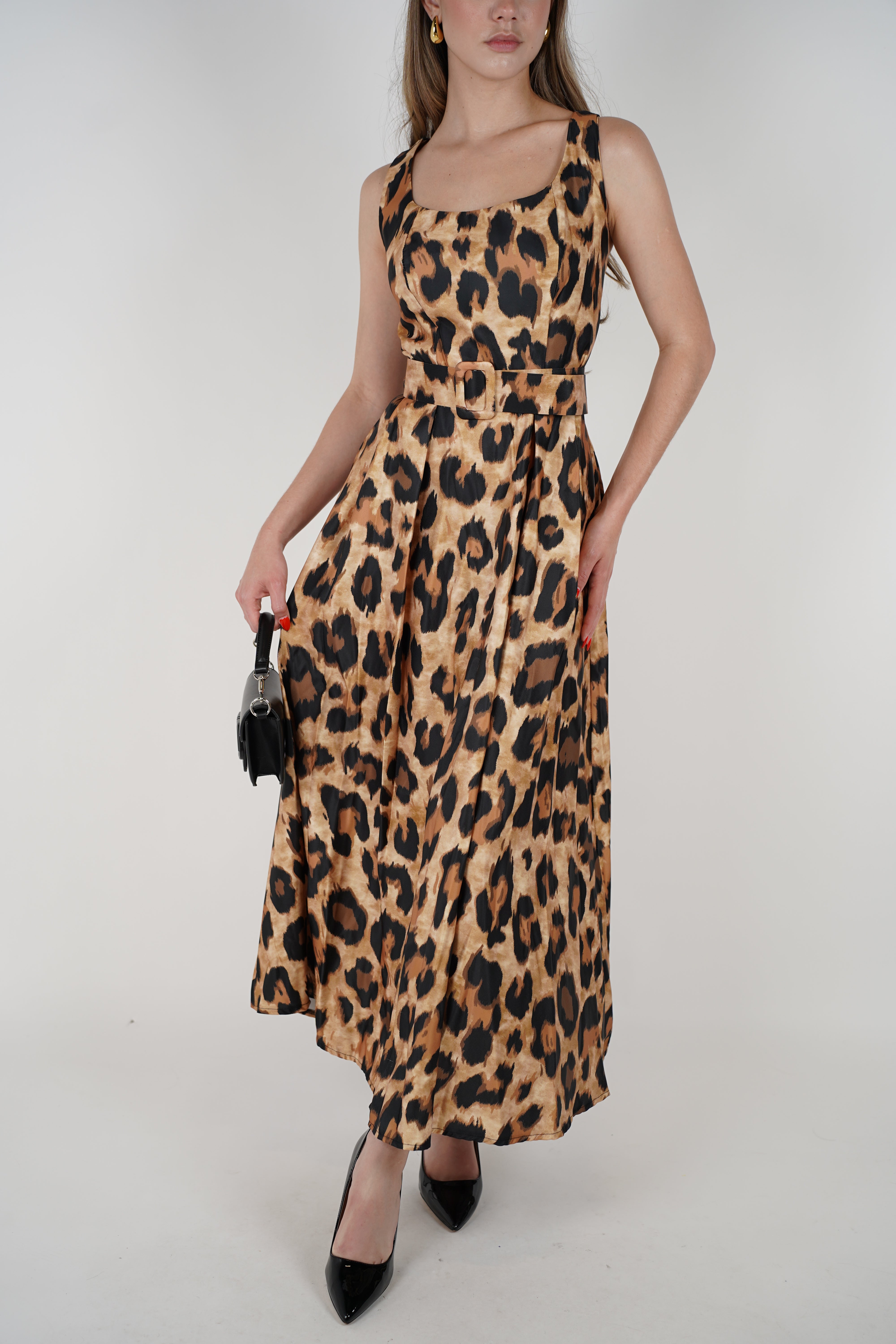 Lola Dress – Fierce Elegance in a Satin Leopard Print