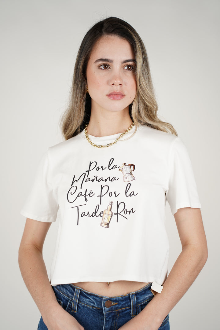 Café y Ron Top – Graphic Cropped Tee