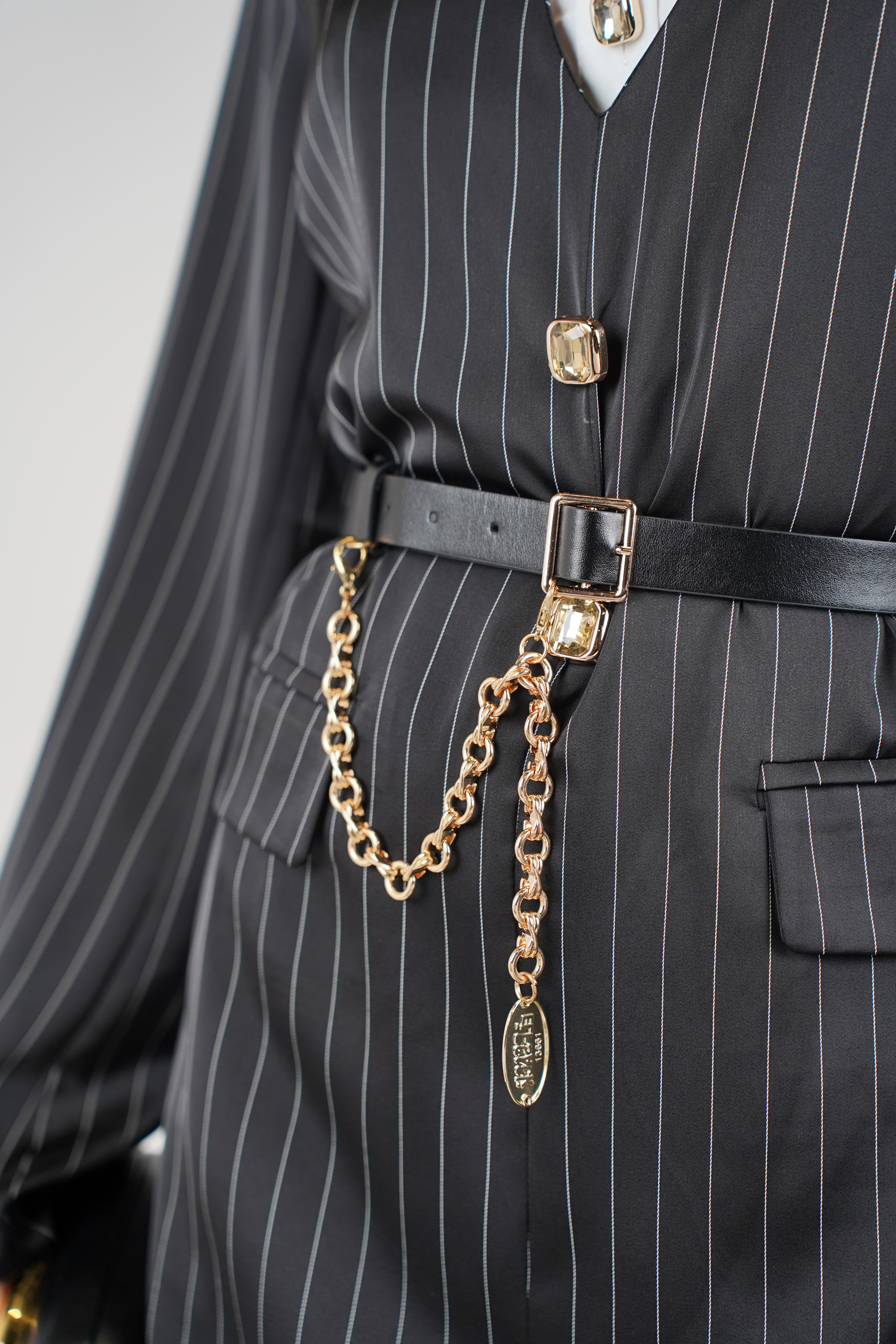 Averi Striped Mini Dress – Pinstripe Blazer-Inspired Dress