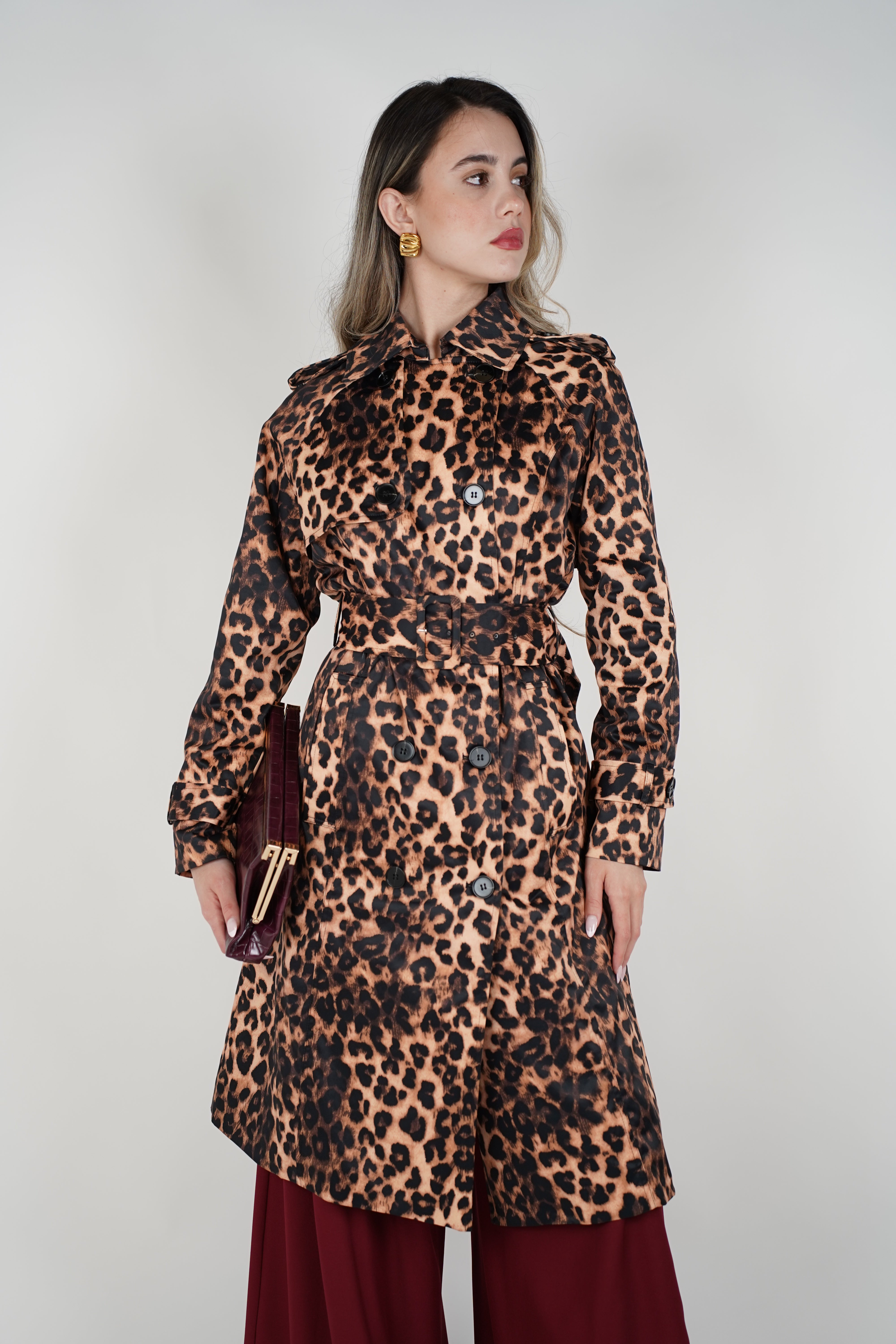 Fayen Leopard Trench Coat – Classic Animal Print Statement Piece
