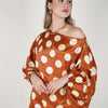 Avira Polka Dot Blouse – Satin Off-Shoulder Statement Top