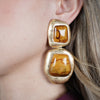 Briya Chunky Dangle Earrings – Gold & Amber Statement Style