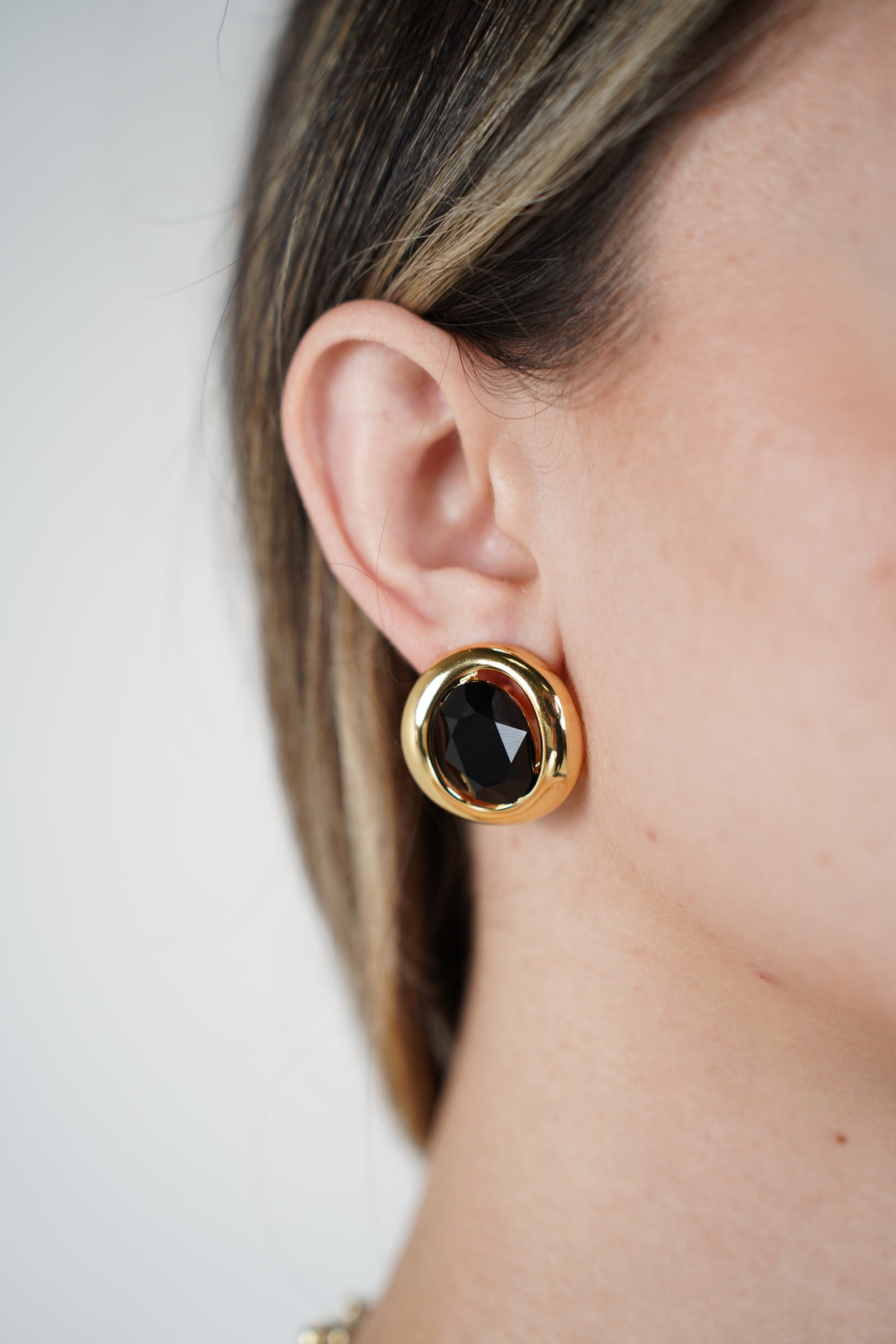 Alira Stud Earrings – Gold Framed Gemstone Elegance