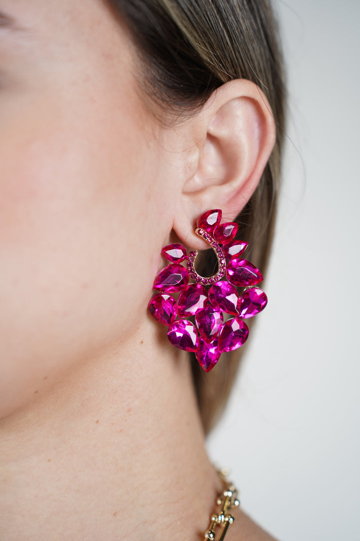 Zyra Jewel Drop Earrings – Bold Glamour in Vibrant Color