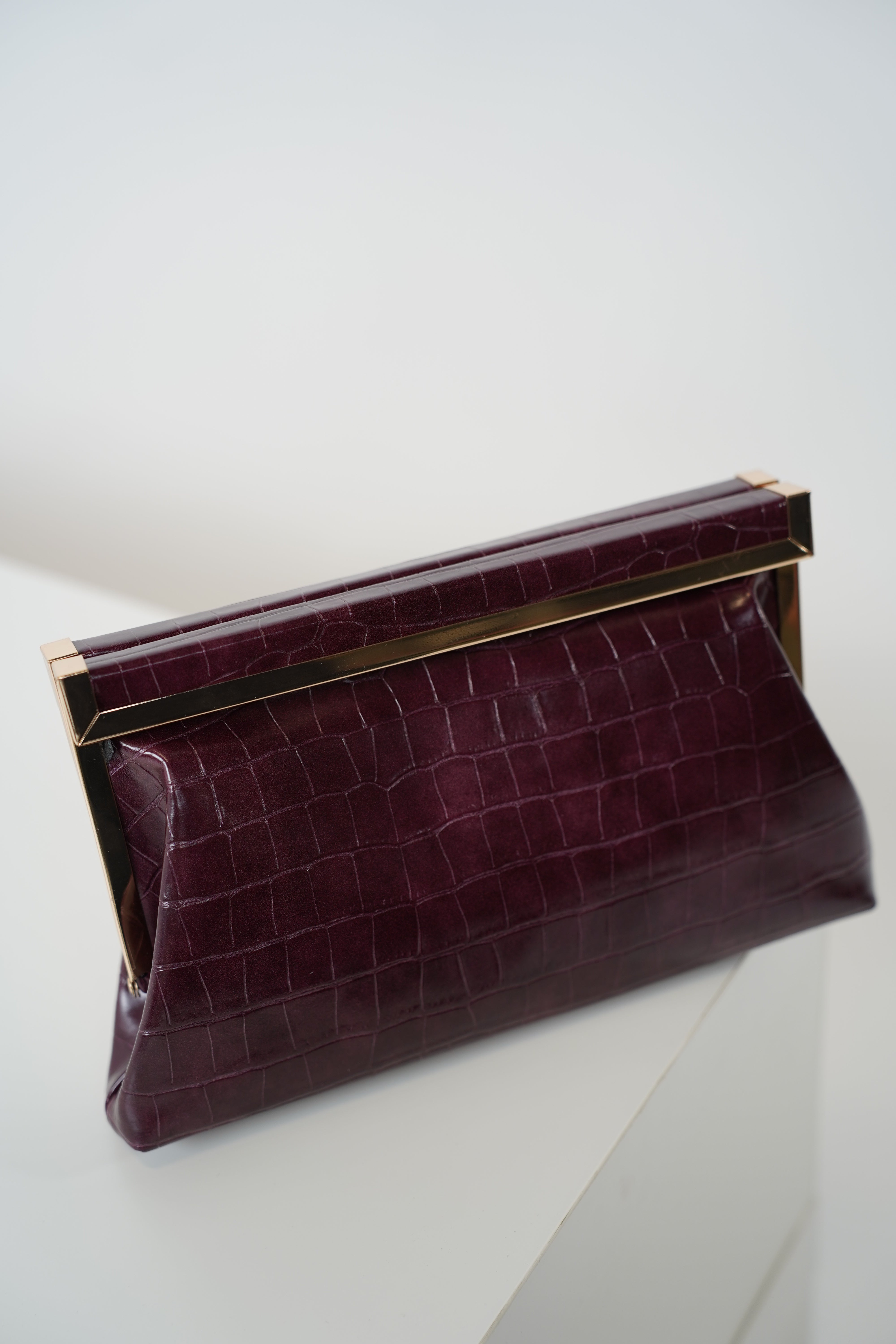 Mavina Croc Embossed Frame Clutch – Luxe Texture with Timeless Design