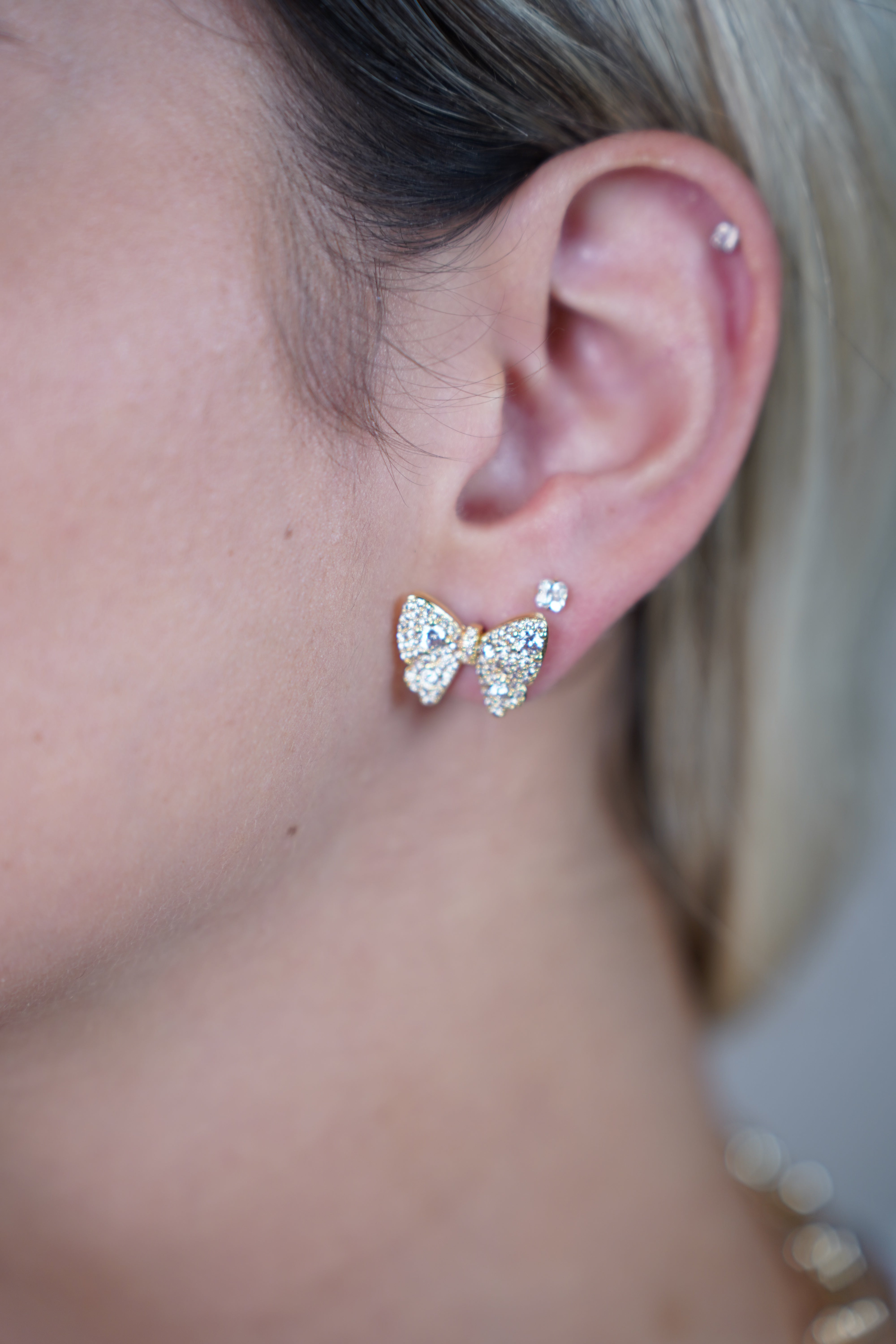 Jani Bow Earrings – Dainty Sparkle with a Feminine Twist