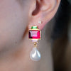 Aurie Gem Drop Earrings – Pink or Royal Blue