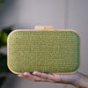 Solea Woven Box Clutch – Green or Beige