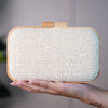 Solea Woven Box Clutch – Green or Beige