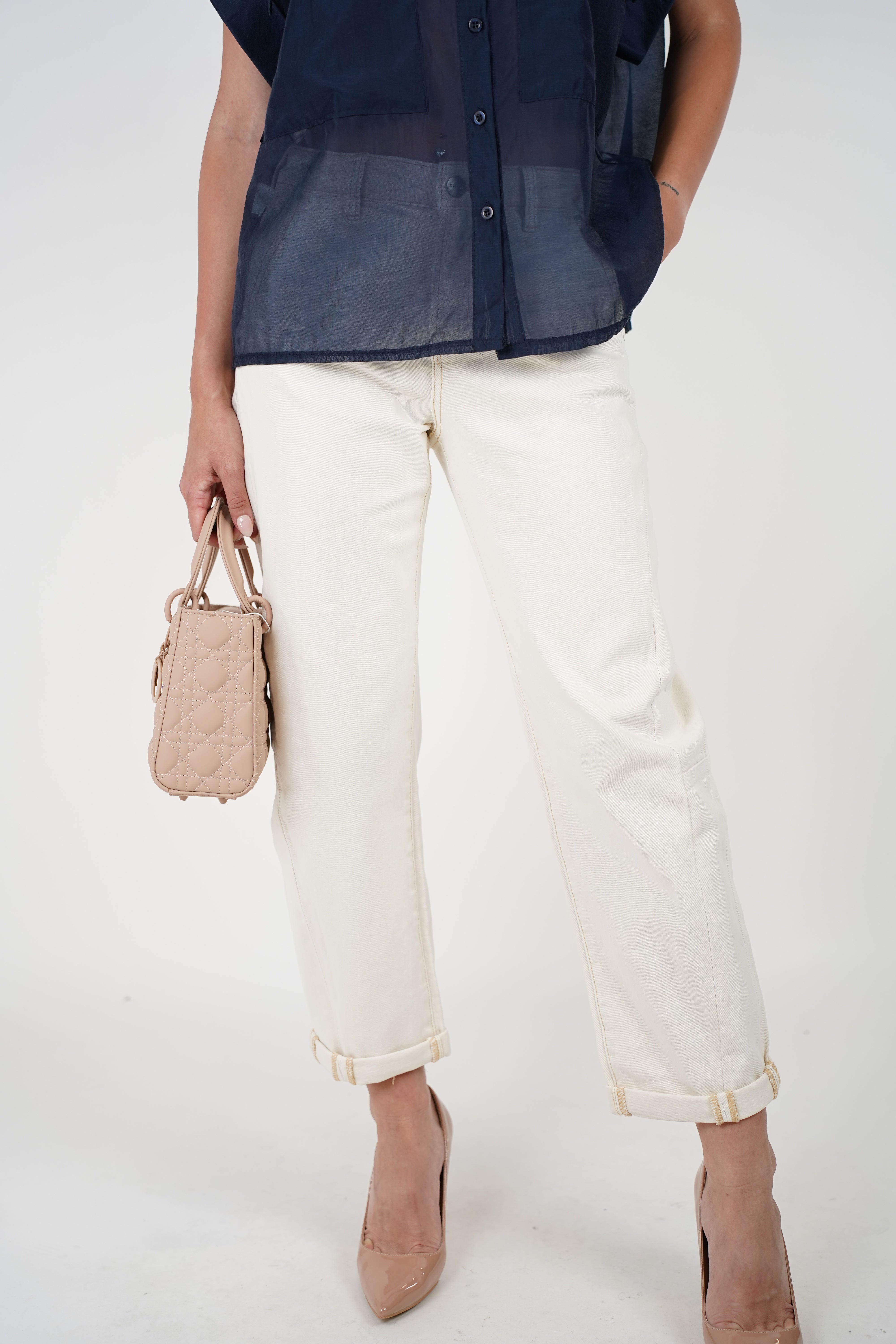 Lume Barrel Jeans – Creamy High-Waist Barrel Fit Denim