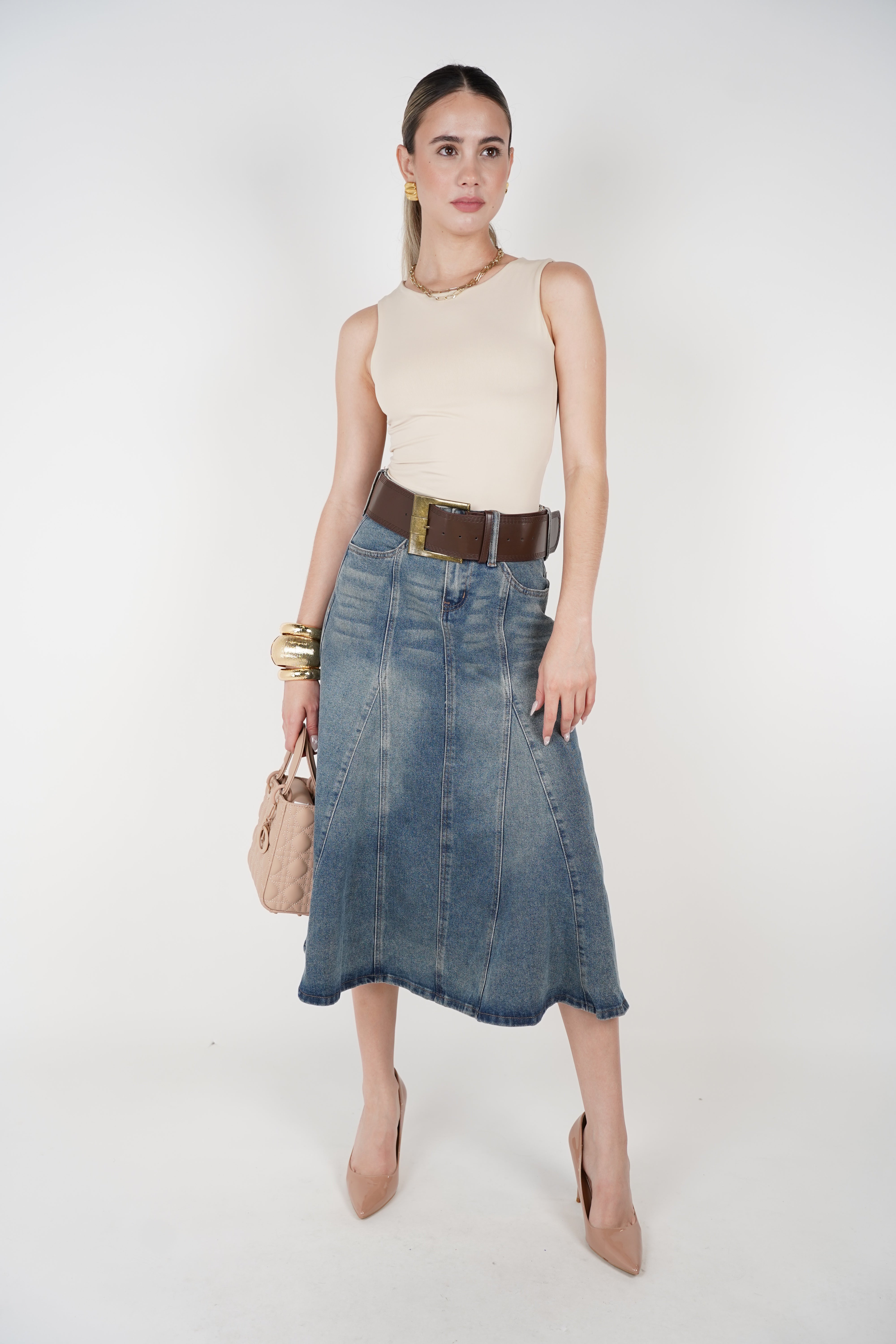 Tamari Denim Skirt – Classic Structure with a Feminine Flow