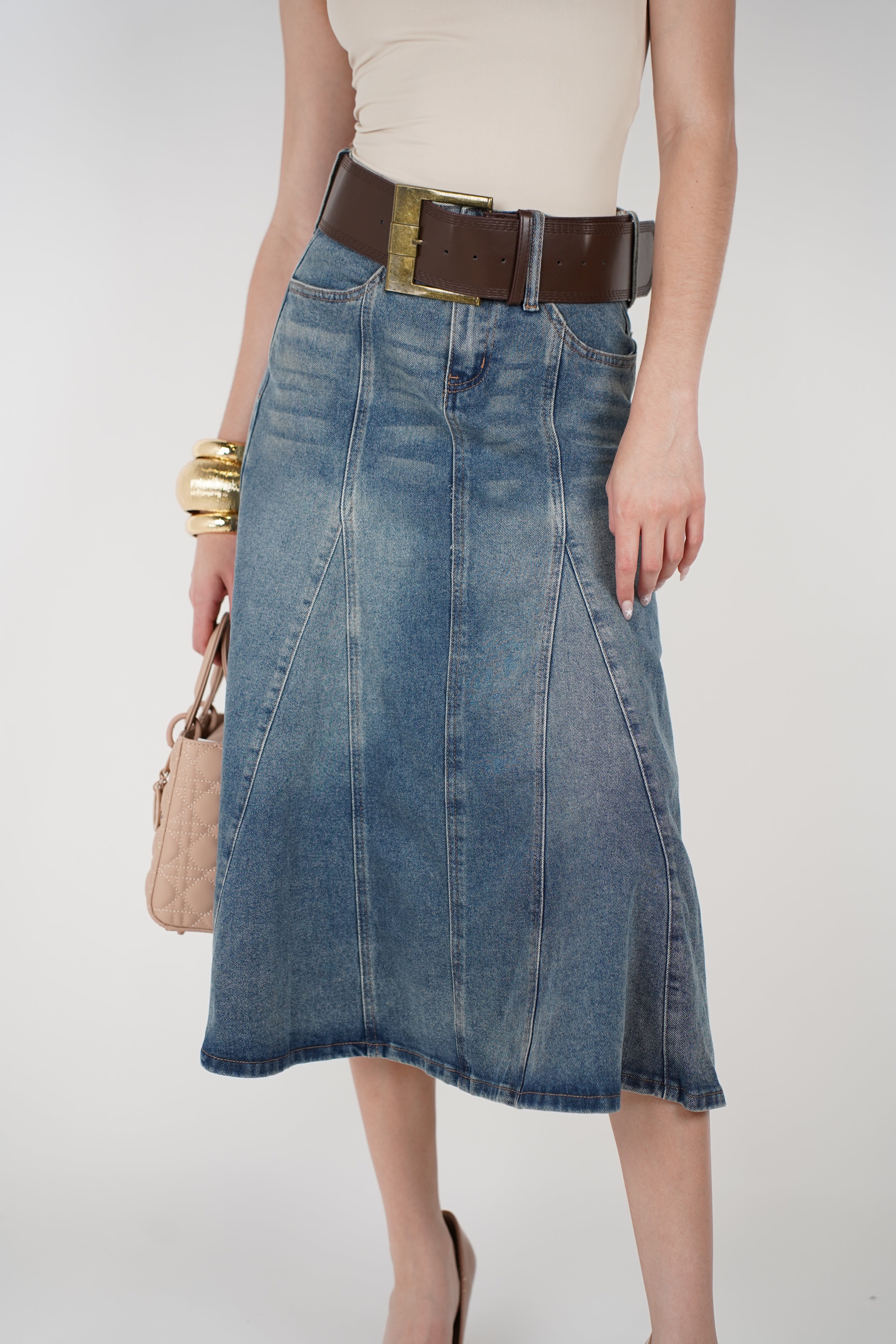 Tamari Denim Skirt – Classic Structure with a Feminine Flow