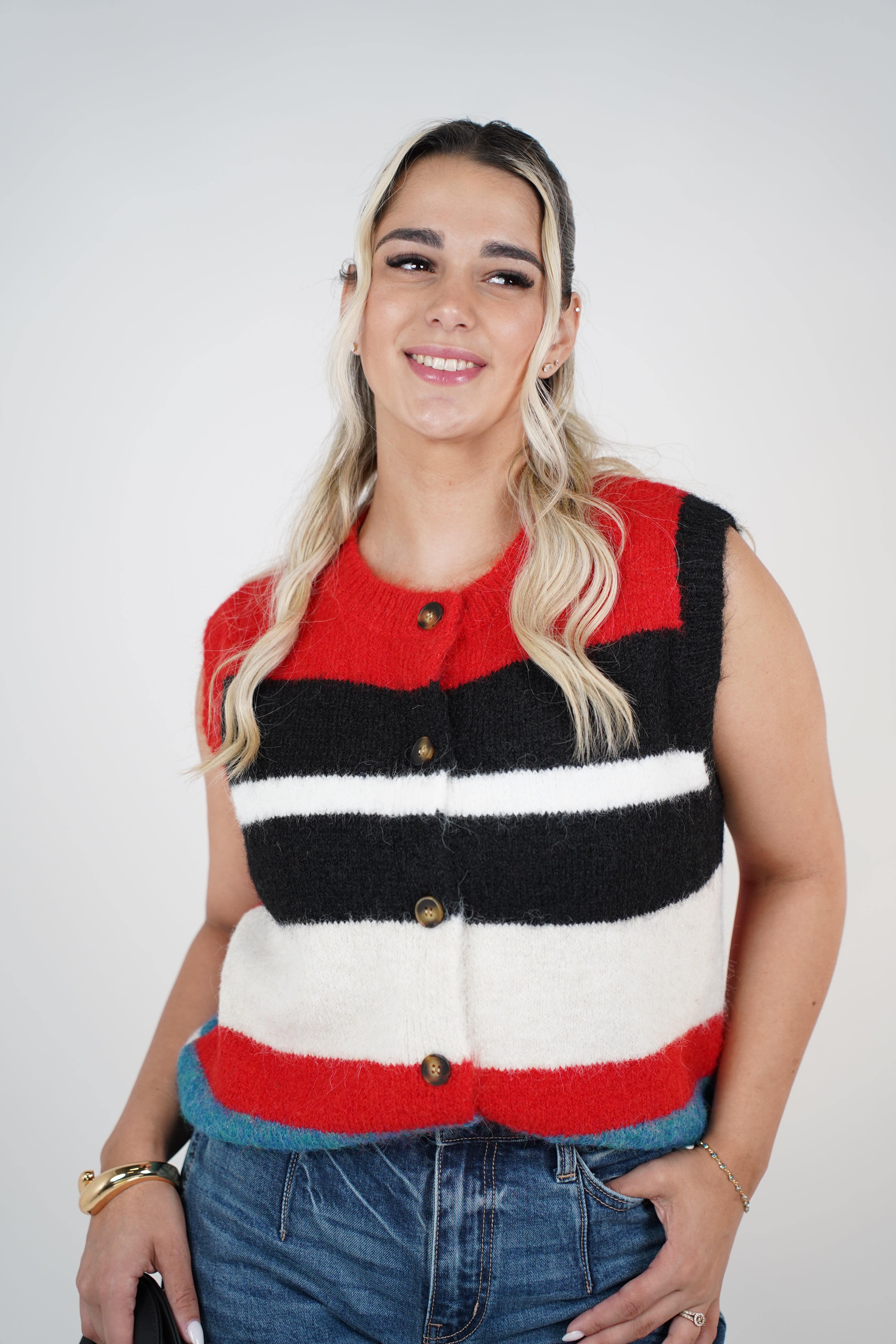 Wynel Striped Sweater Vest – Cozy Colorblock Knit Vest