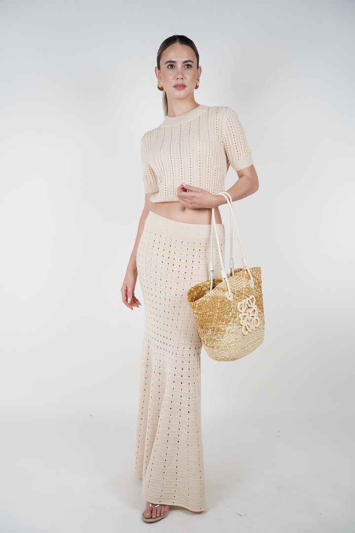 Solara Crochet Skirt Set – Sand Knit Elegance