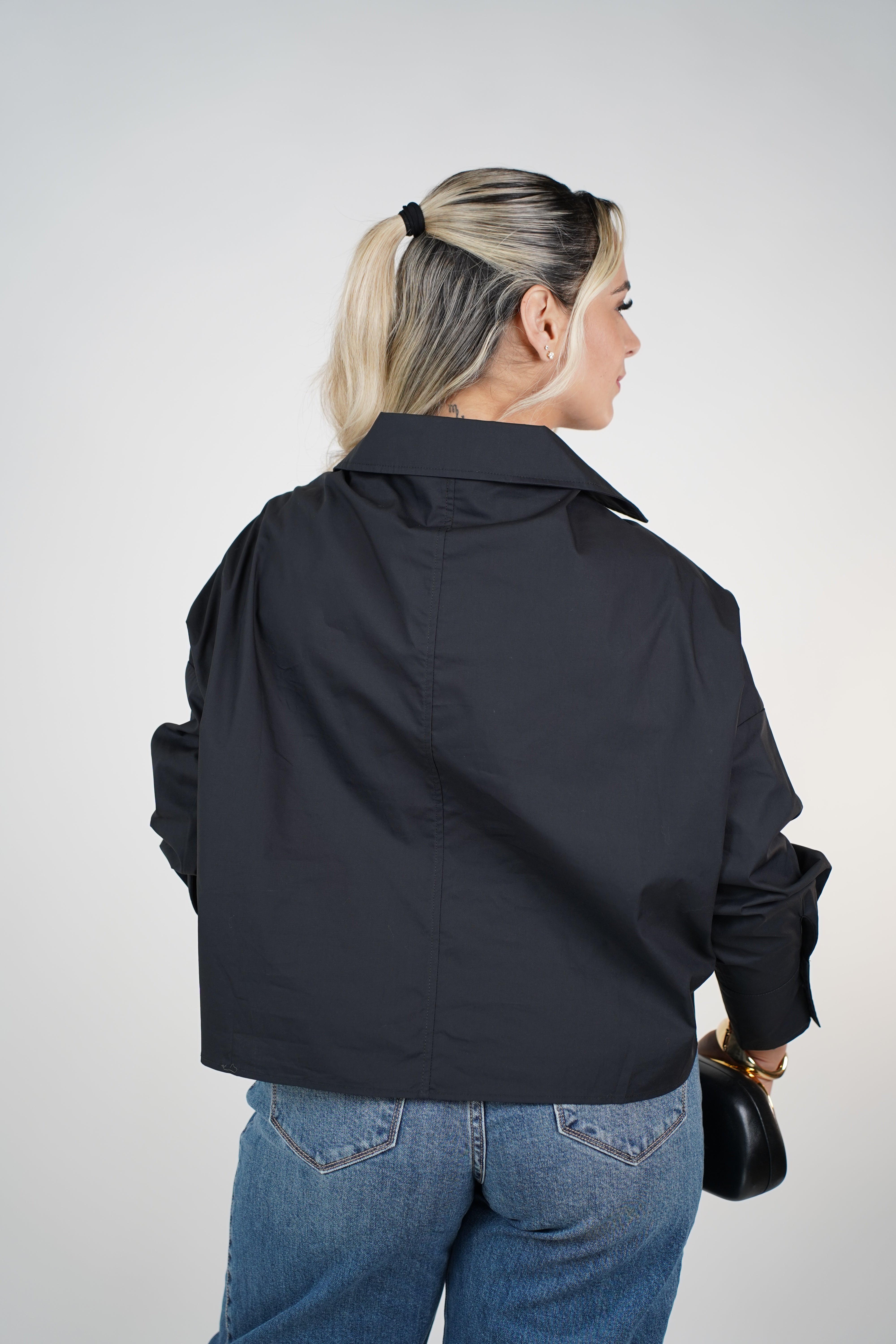 Llya Cross Front Button Down – Soft Blush Twist-Draped Shirt