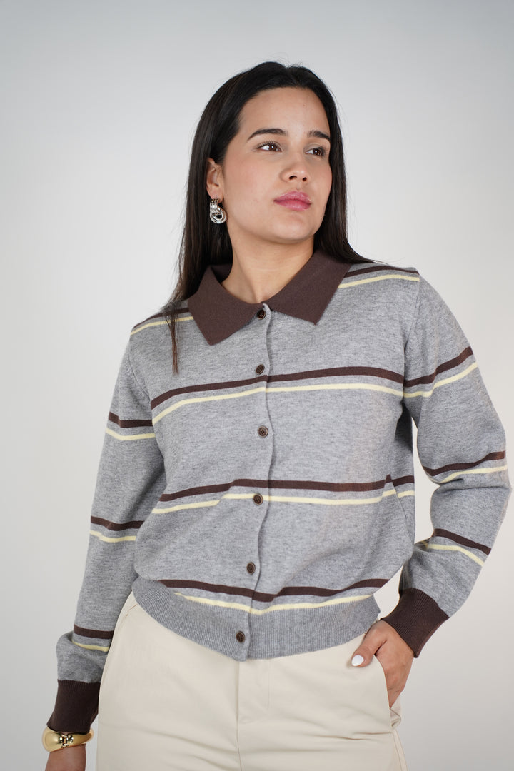 Kyla Stripped Button Down Sweater