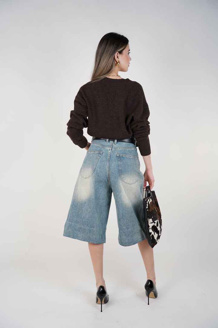 Tirra Belted Bermudas – Effortless Denim with a Modern Edge