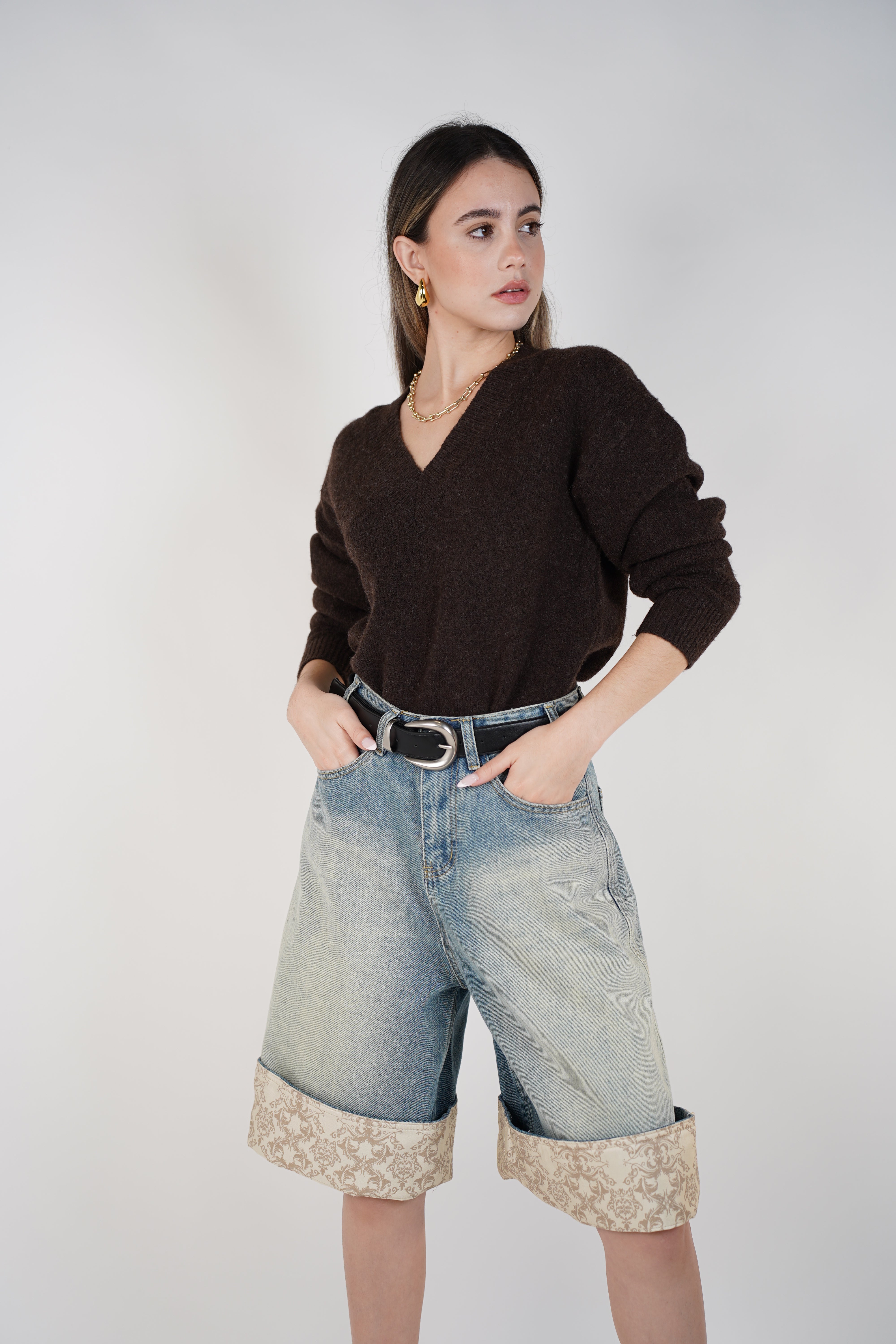 Tirra Belted Bermudas – Effortless Denim with a Modern Edge