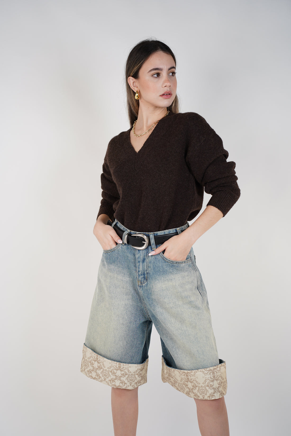 Tirra Belted Bermudas – Effortless Denim with a Modern Edge