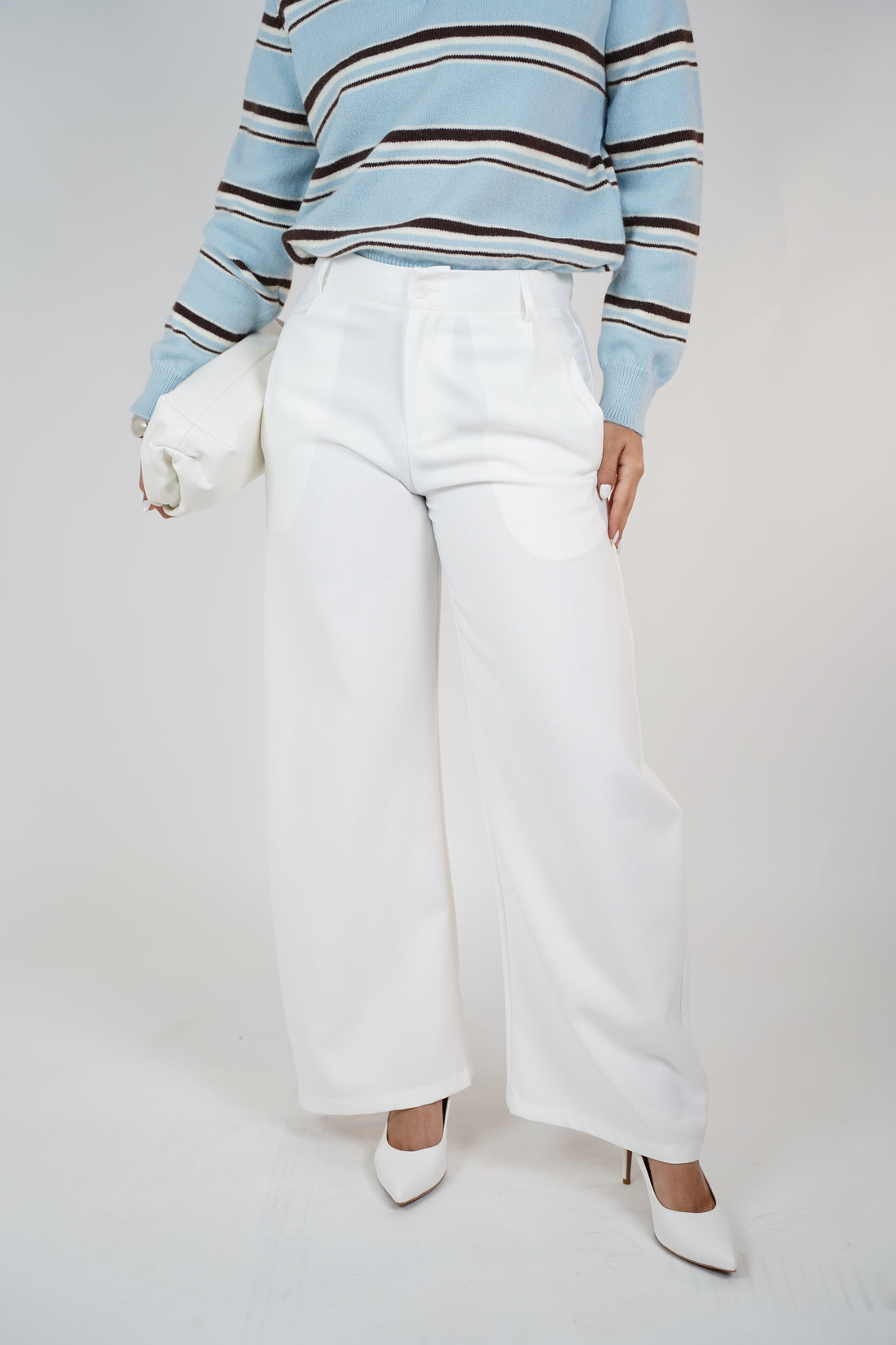 Hanyel Trousers – Classic Wide-Leg Tailored Pant in Neutral Beige