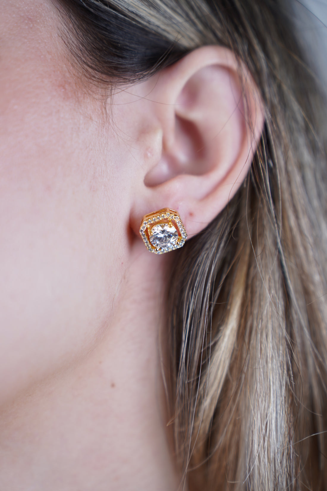 Delinor Stud Earrings – Classic Sparkle with a Modern Edge