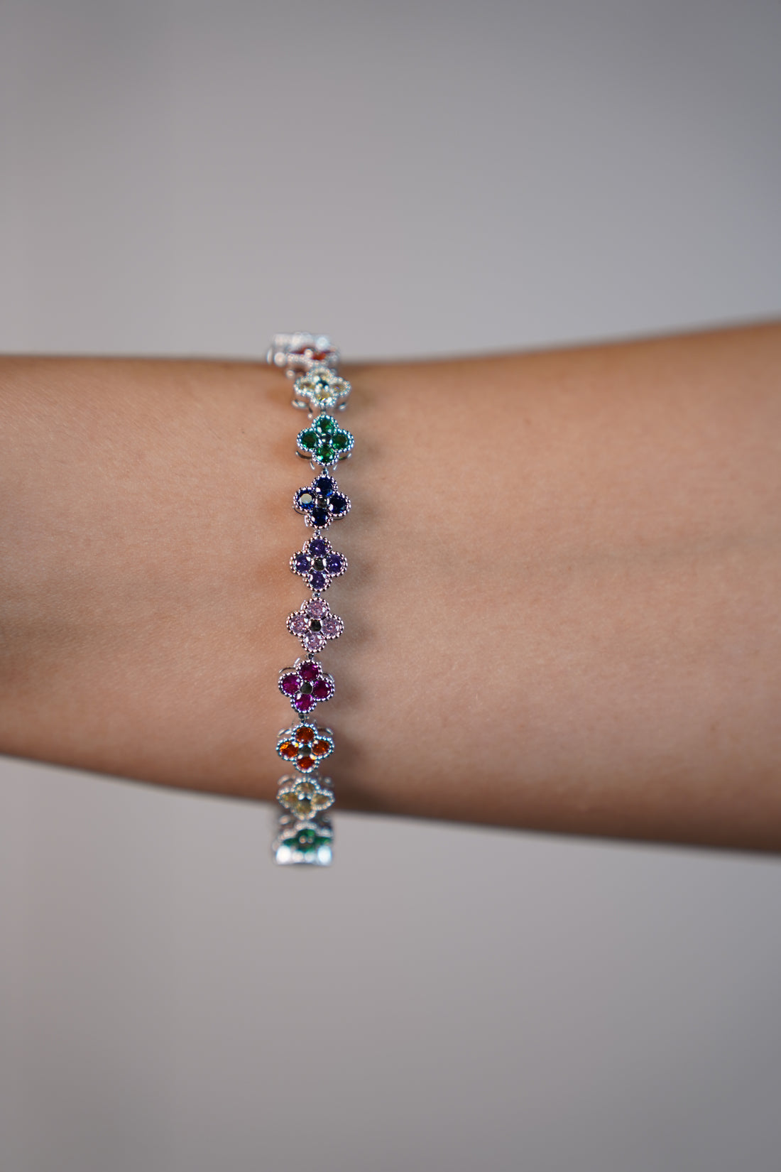 Zaria Rainbow Clover Link Bracelet