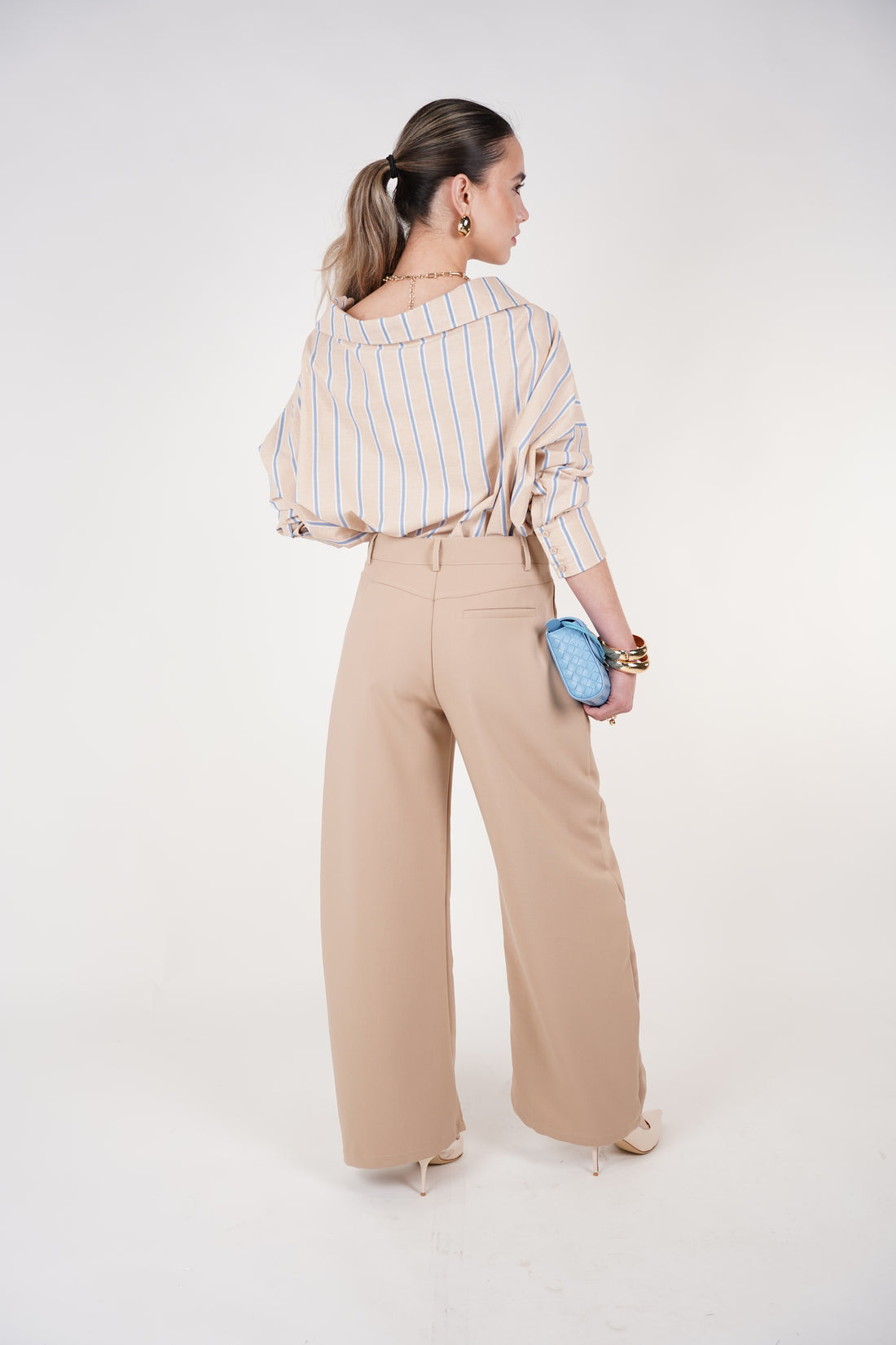 Hanyel Trousers – Classic Wide-Leg Tailored Pant in Neutral Beige