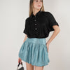 Tiven Mini Bubble Skirt – Shimmery Ice Blue Statement Skirt