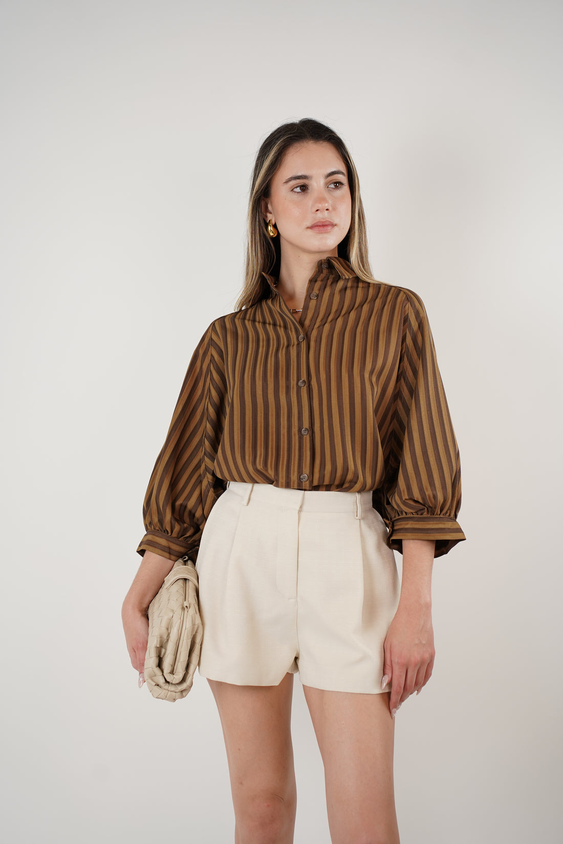 Liven Oversized Striped Button Down – Earth-Tone Flow with Retro Vibes