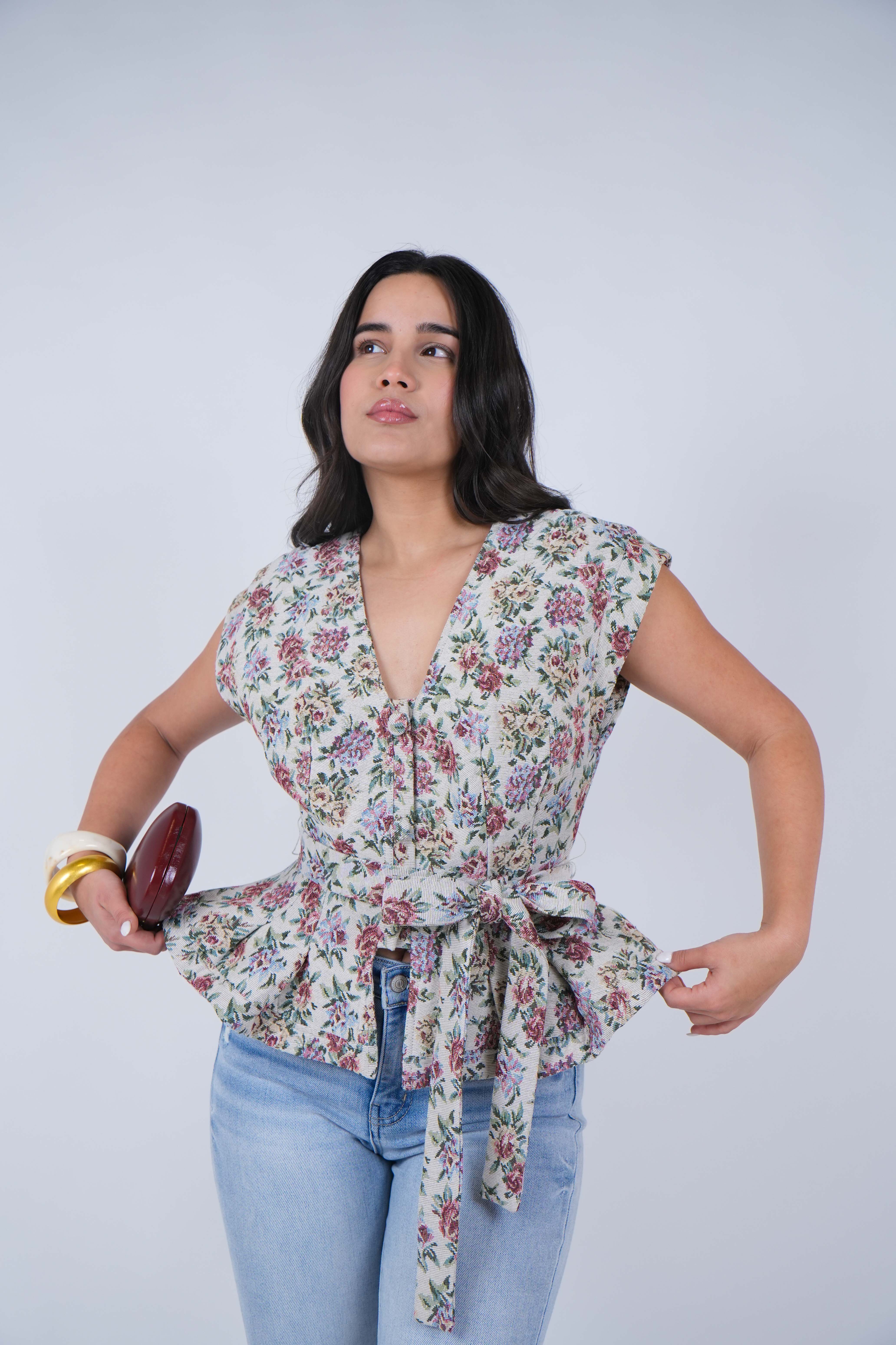 Savi Jacquard Floral Top