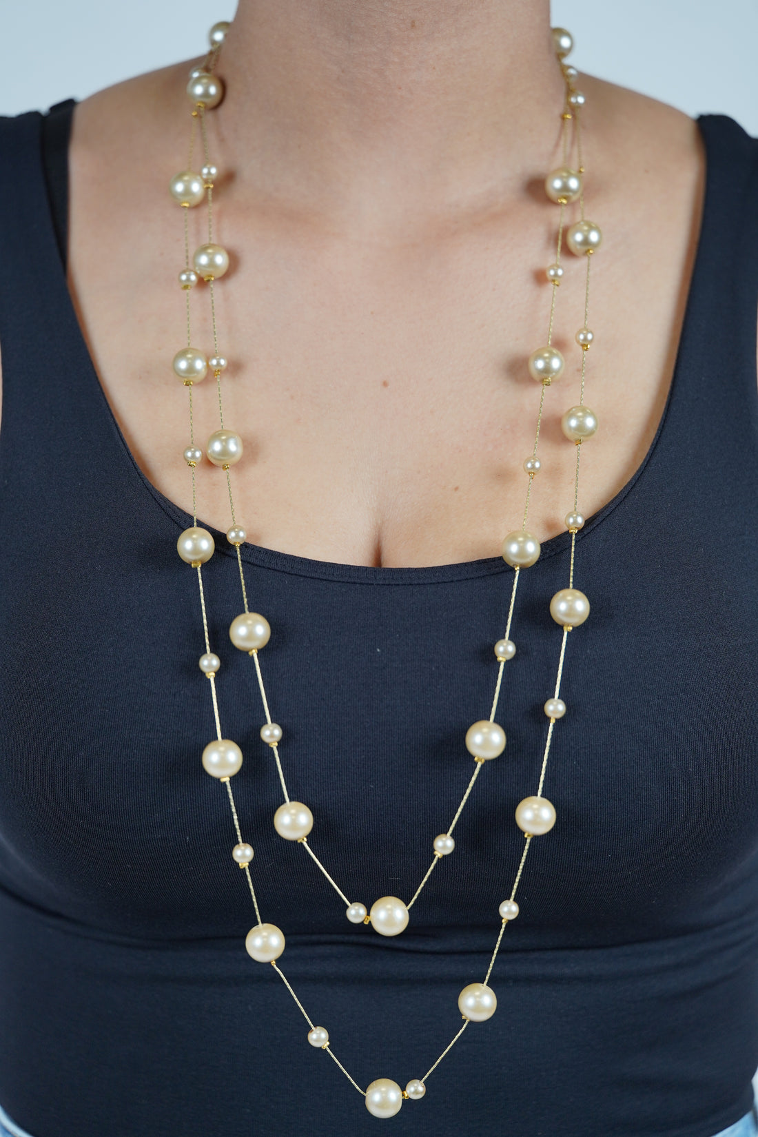 Pearla Luxe Necklace – Elegant Double-Strand Pearl Statement