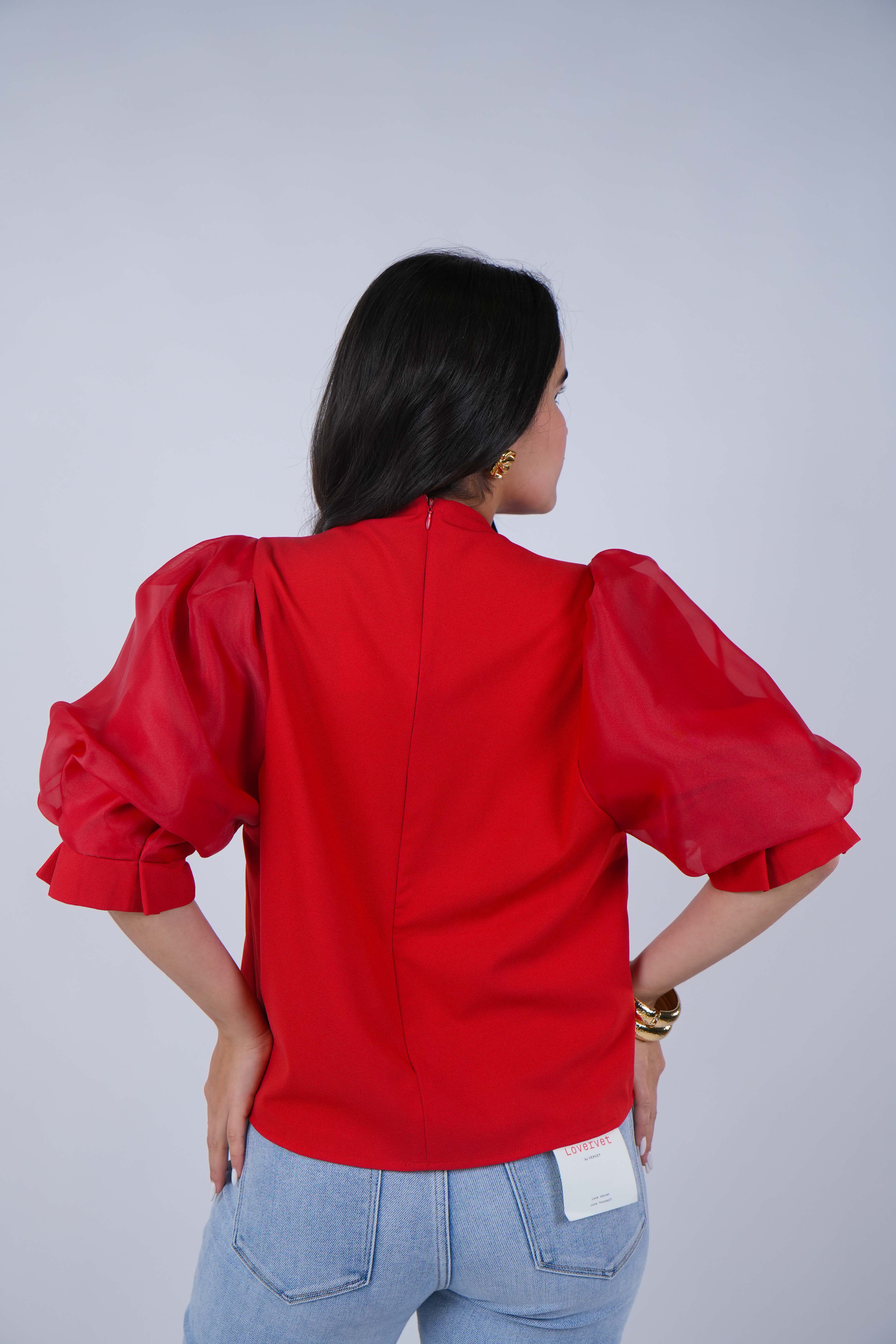 Xarieina Puff Sleeve Blouse – Luxe Satin Statement Elegance