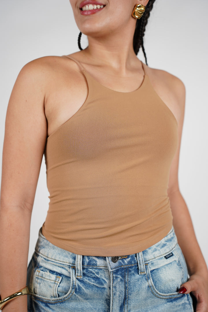 Zova Swoop Spaghetti Strap Top – Sleek, Simple, Summer-Ready