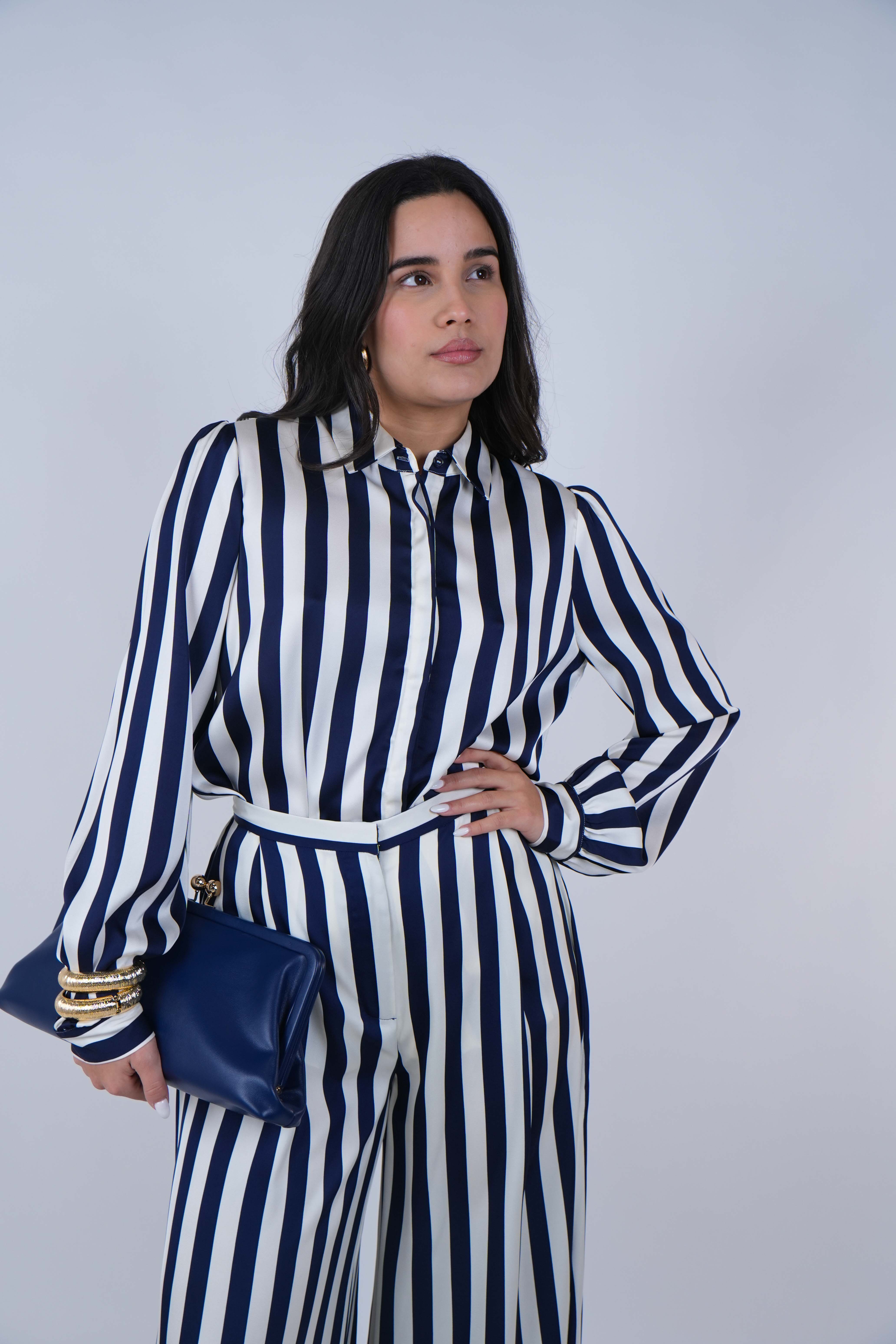 Saivz Stripped Satin Pants Set