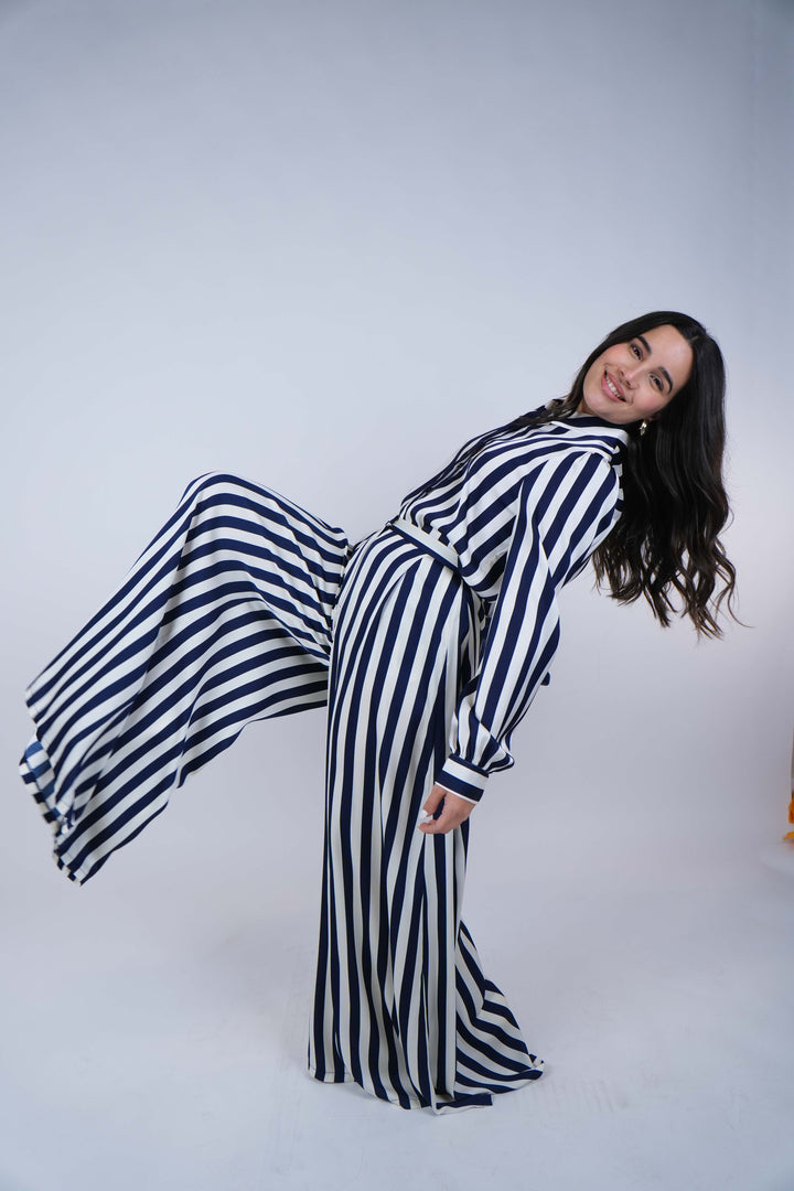 Saivz Stripped Satin Pants Set