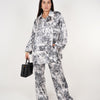 Maviel Stamped Pants Set | Blue Toile Print Two-Piece Outfit