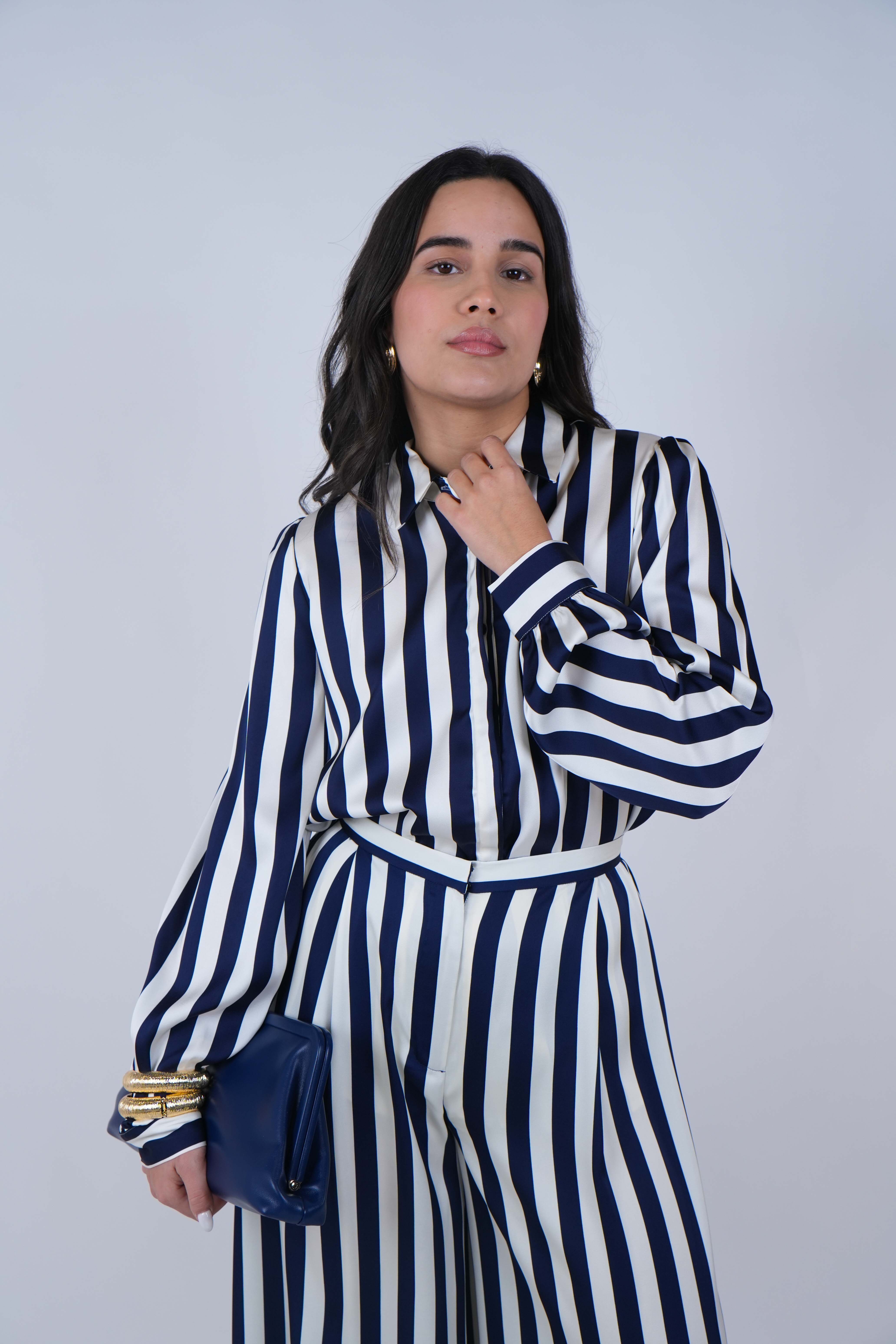 Saivz Stripped Satin Pants Set