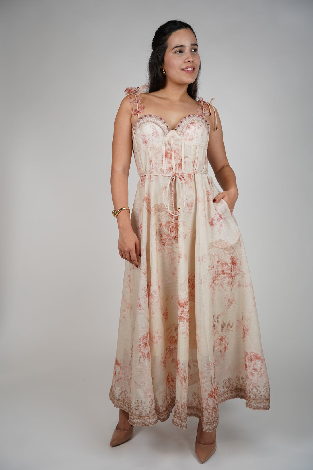 Kima Vintage Maxi Dress – Romantic Corset-Style Silhouette