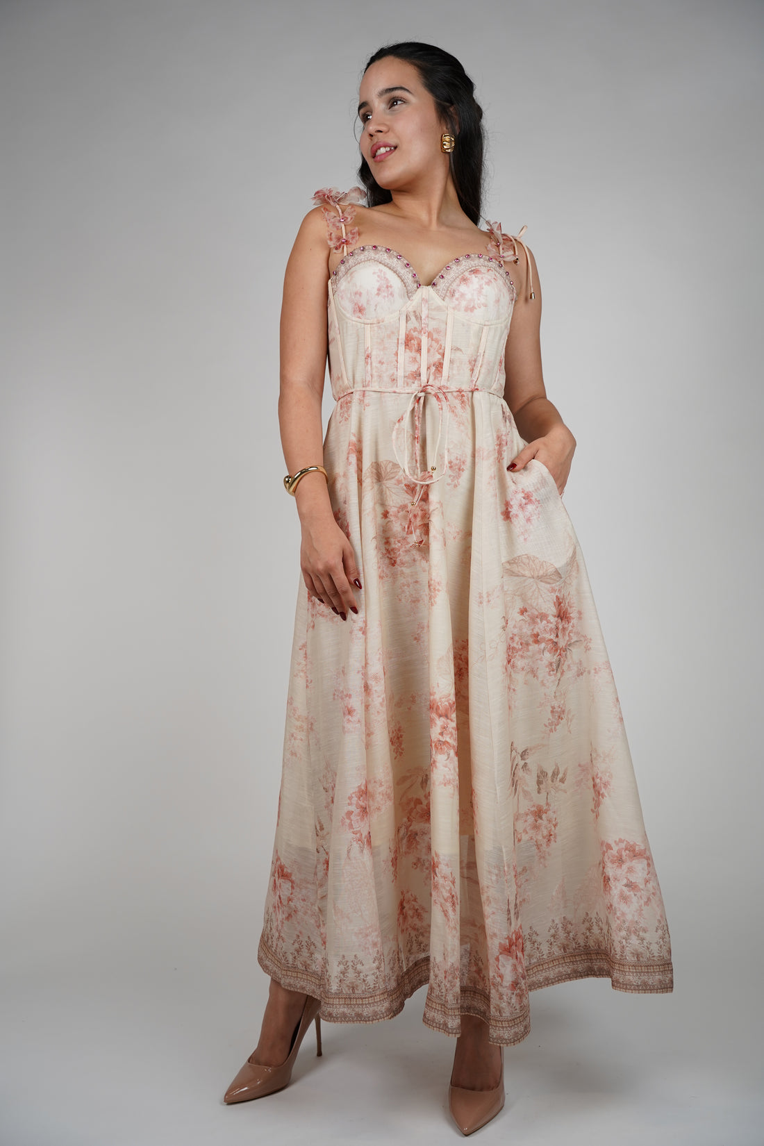 Kima Vintage Maxi Dress – Romantic Corset-Style Silhouette
