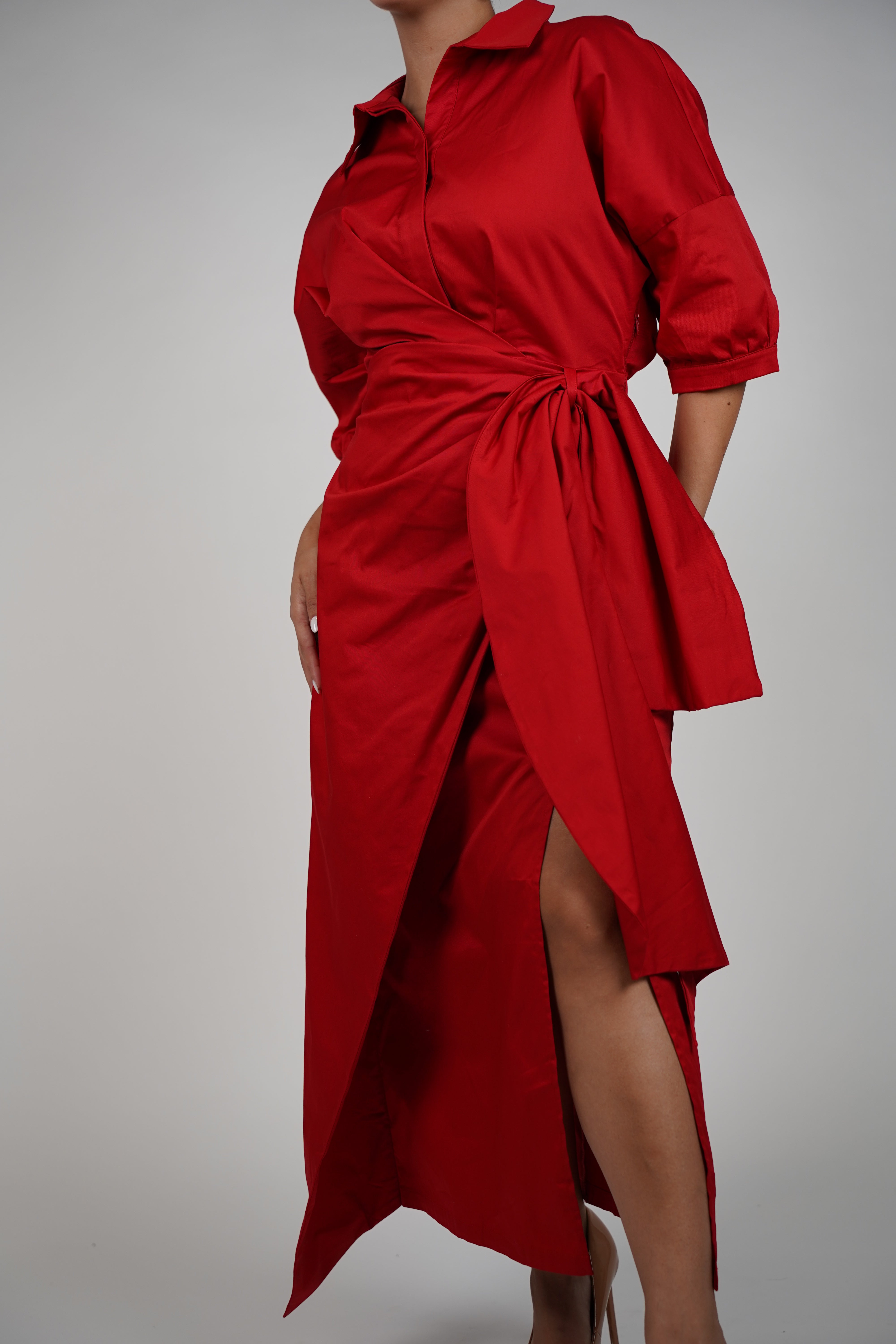 Ellen Maxi Dress – Bold Wrap Shirt Dress with Tie Waist