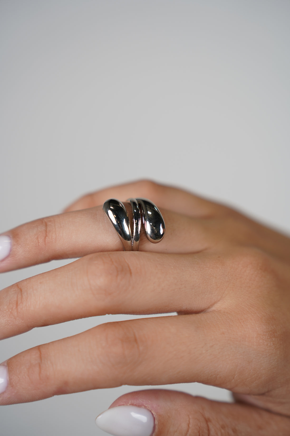 Neme Ring – Sculptural Silver Open Band Statement
