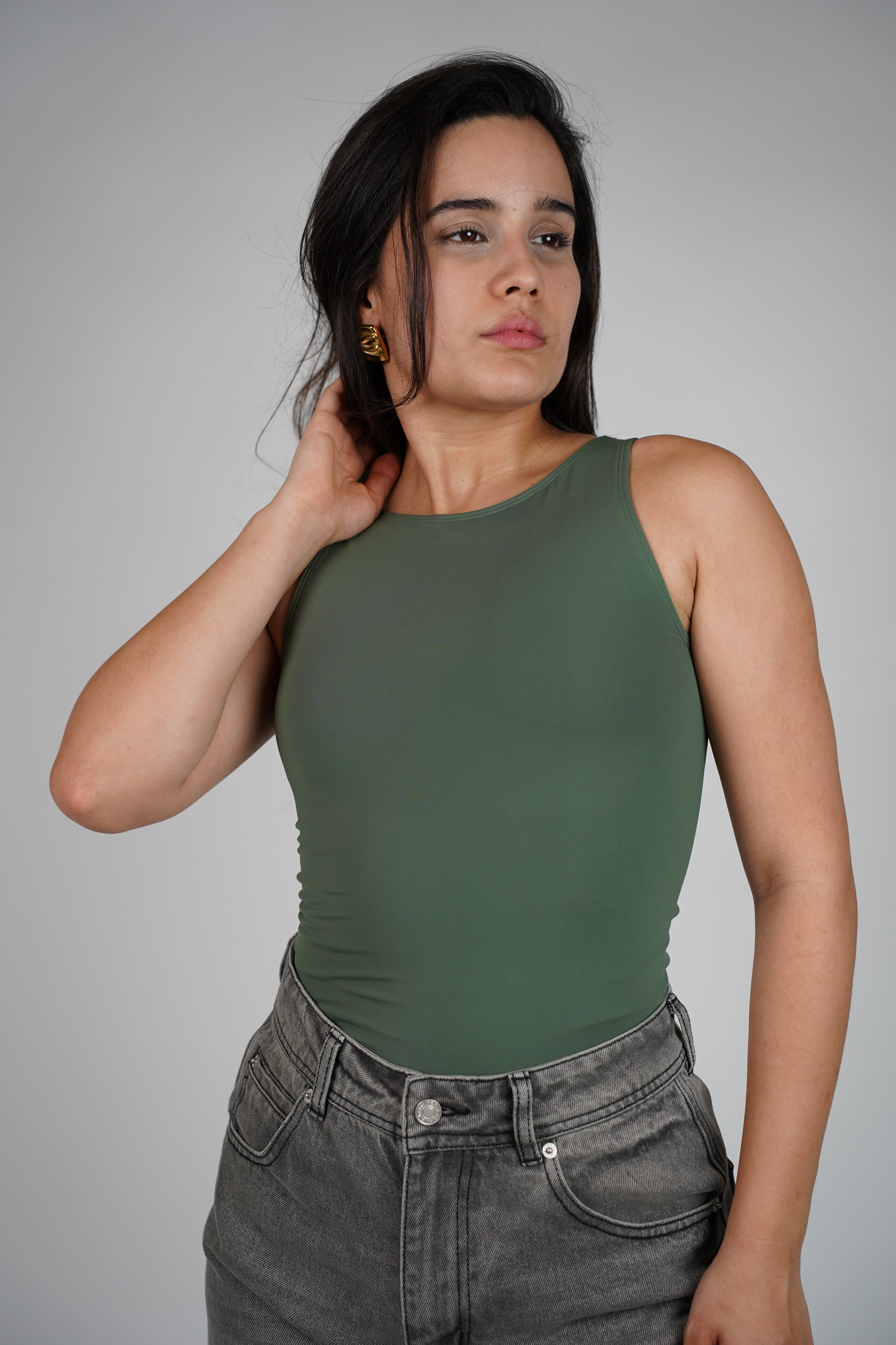 Riza Highneck Bodysuit – Sleek & Seamless One-Piece