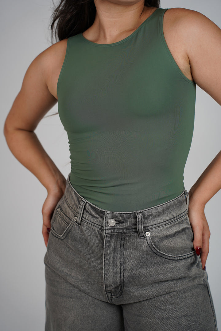 Riza Highneck Bodysuit – Sleek & Seamless One-Piece