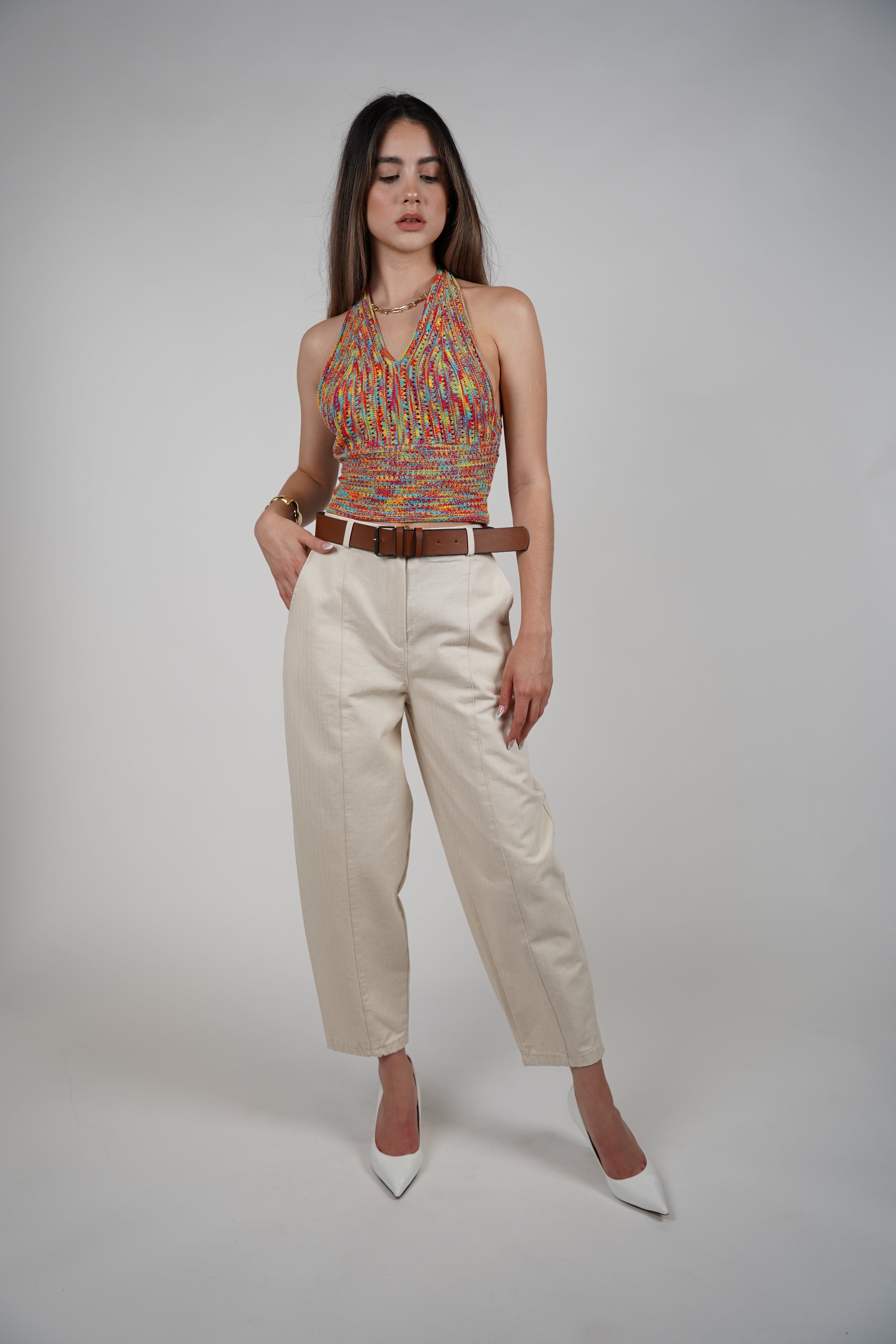 Nixa Linen Belted Pants – Neutral Comfort with Polished Style