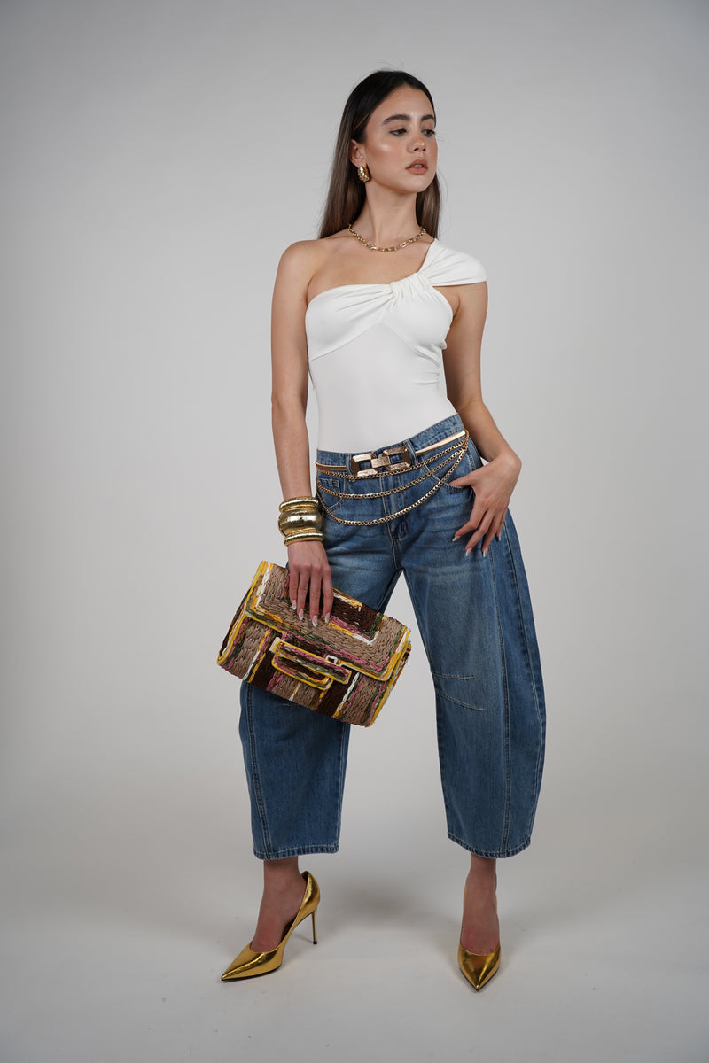 Esha Cropped Barrel Jeans – High-Waisted Statement Denim