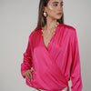 Karo Longsleeve Blouse – Silky Wrap Style Elegance