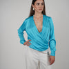 Karo Longsleeve Blouse – Silky Wrap Style Elegance