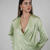 Karo Longsleeve Blouse – Silky Wrap Style Elegance